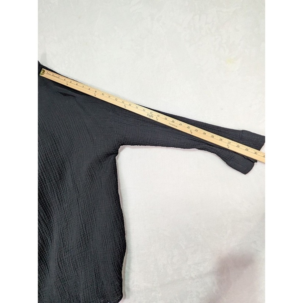 Shade & Shore Top Cover Up Womens M Black Gauzy Coastal Lagenlook Resort Beach - Picture 7 of 9